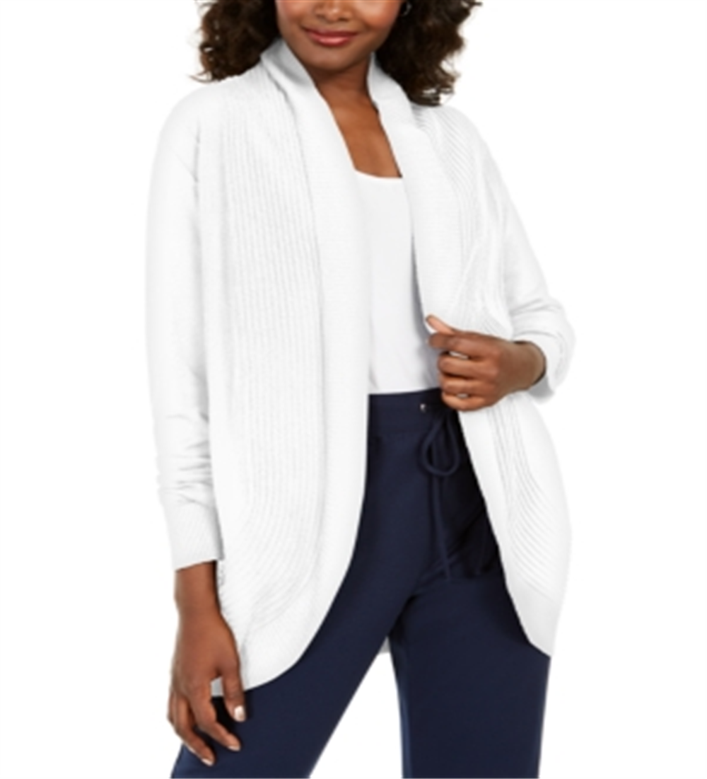 Karen Scott Cardigan Cocoon Aberto Frente Feminino Marrom Tamanho P