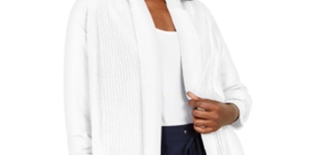 Karen Scott Cardigan Cocoon Aberto Frente Feminino Marrom Tamanho P