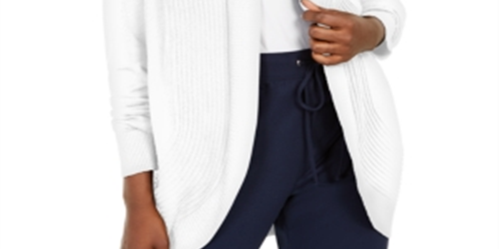 Karen Scott Cardigan Cocoon Aberto Frente Feminino Marrom Tamanho P