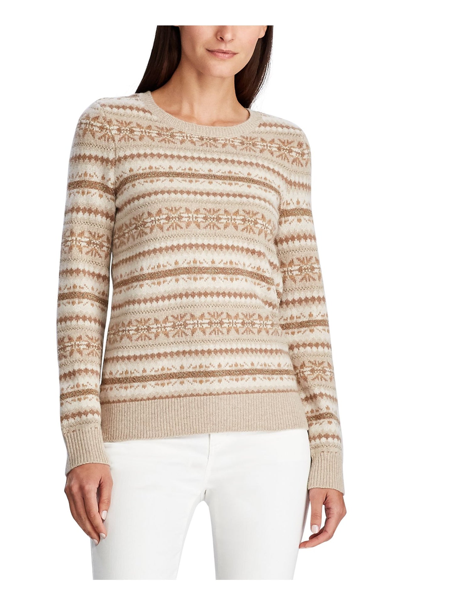 Suéter Ralph Lauren Fair Isle Crewneck Feminino Marrom Tamanho Médio