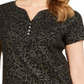 Karen Scott Top Henley Feminino com Estampa Glitter Preto Tamanho GG