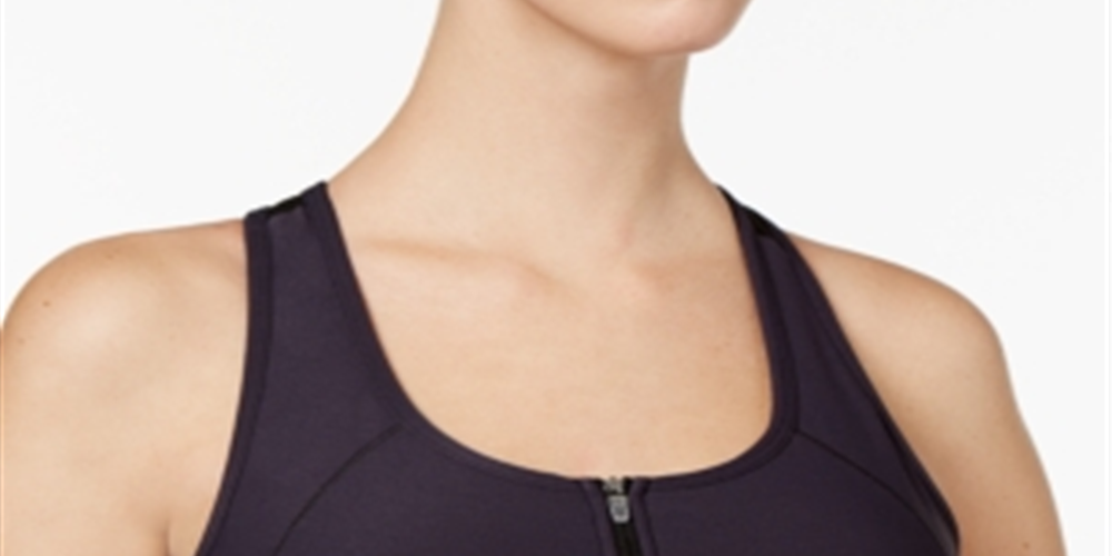 Sutiã esportivo feminino Ideology de alto impacto com zíper, preto, tamanho 2XL