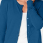 Cardigan feminino de manga comprida com botões na frente, azul, tamanho grande