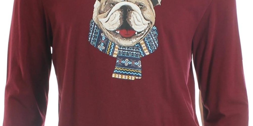 Camiseta masculina Club Room Bulldog Scarf de algodão mesclado, vermelha, tamanho médio