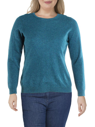 Suéter de cashmere com gola redonda feminino Charter Club, azul, tamanho 0X
