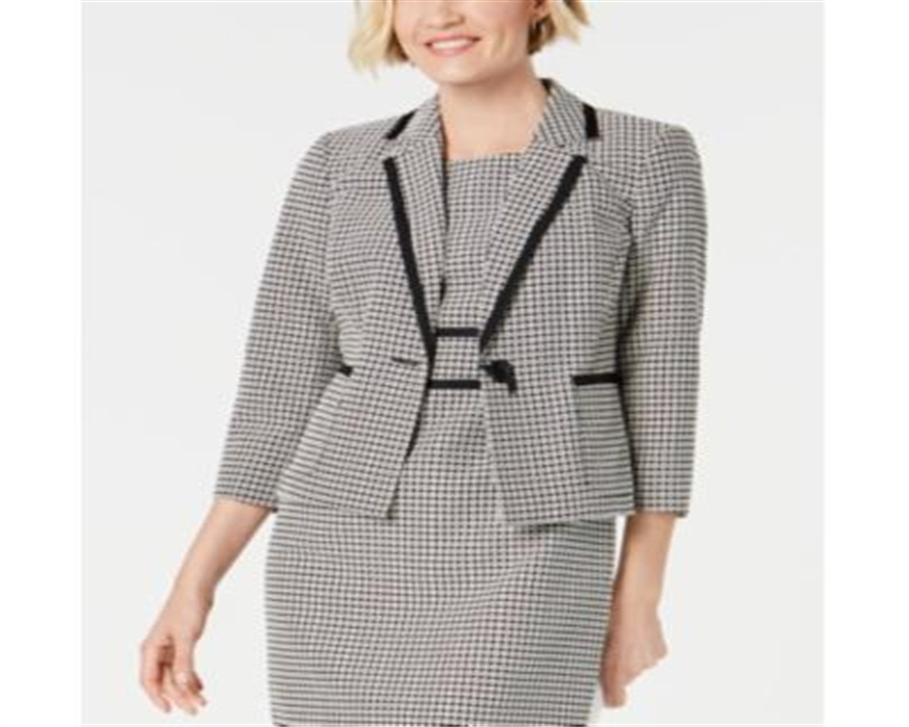 Blazer feminino Kasper Petite com estampa contrastante e acabamento preto, vários tamanhos, 10 P