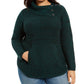 Suéter feminino estilo canguru plus size com acabamento em botões e bolso canguru, verde, tamanho 0X