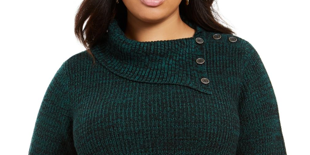 Suéter feminino estilo canguru plus size com acabamento em botões e bolso canguru, verde, tamanho 0X