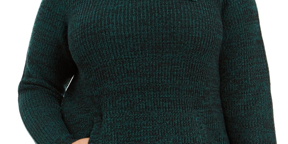 Suéter feminino estilo canguru plus size com acabamento em botões e bolso canguru, verde, tamanho 0X