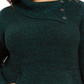 Suéter feminino estilo canguru plus size com acabamento em botões e bolso canguru, verde, tamanho 0X