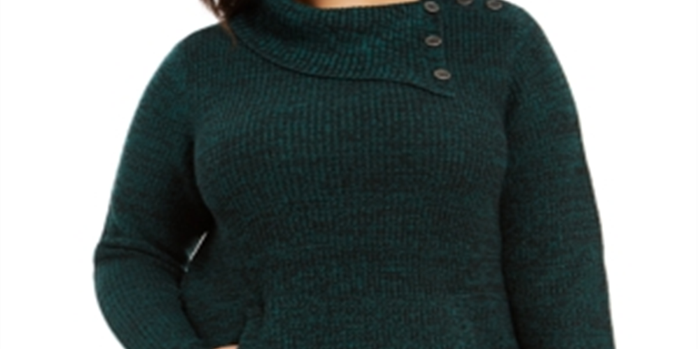 Suéter feminino estilo canguru plus size com acabamento em botões e bolso canguru, verde, tamanho 0X