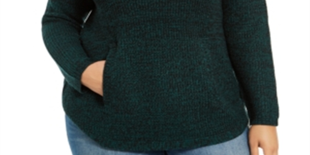 Suéter feminino estilo canguru plus size com acabamento em botões e bolso canguru, verde, tamanho 0X