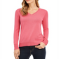 Suéter feminino de lã merino com botões e decote em V, tamanho XS, rosa, Charter Club