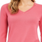 Suéter feminino de lã merino com botões e decote em V, tamanho XS, rosa, Charter Club