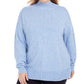 Karen Scott Suéter Feminino Plus Size Gola Alta com Acabamento Canelado e Salpicado Azul Tamanho 1X