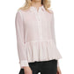Blusa feminina DKNY com botões, manga comprida e gola, rosa, tamanho G