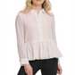 Blusa feminina DKNY com botões, manga comprida e gola, rosa, tamanho G
