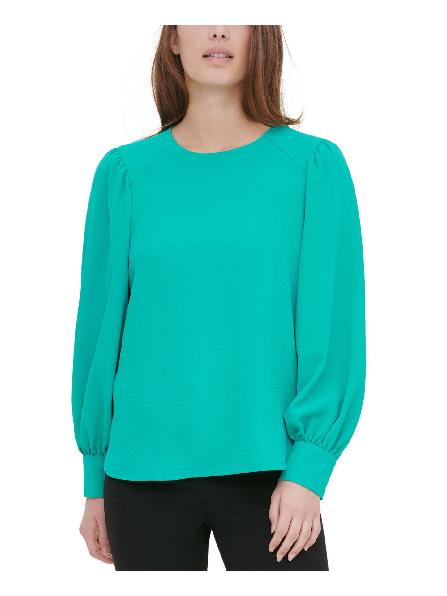 Blusa Calvin Klein Feminina Manga Longa Gola Joia Verde Tamanho P