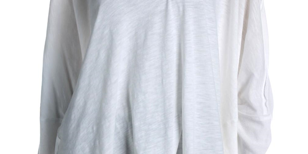 Top trapézio feminino com decote em V e manga 3/4, tamanho XS, marfim, da Free People