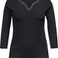 Karen Scott Top Feminino de Algodão com Gola Dividida e Ilhós - Preto Tamanho P