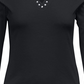 Karen Scott Top Feminino de Algodão com Gola Dividida e Ilhós - Preto Tamanho P