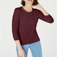 Suéter feminino Maison Jules com gola redonda e manga 3/4 - Vermelho vinho rubi, tamanho GG