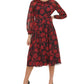 Vestido feminino Tommy Hilfiger floral chiffon midi preto tamanho 2