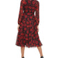 Vestido feminino Tommy Hilfiger floral chiffon midi preto tamanho 2