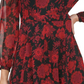 Vestido feminino Tommy Hilfiger floral chiffon midi preto tamanho 2