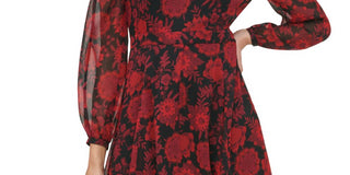 Vestido feminino Tommy Hilfiger floral chiffon midi preto tamanho 2