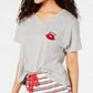 Camiseta estampada feminina Jenni para dormir, cinza, tamanho médio