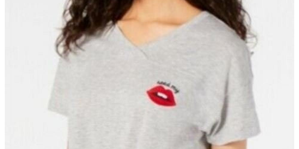 Camiseta estampada feminina Jenni para dormir, cinza, tamanho médio