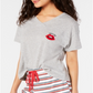 Camiseta estampada feminina Jenni para dormir, cinza, tamanho médio