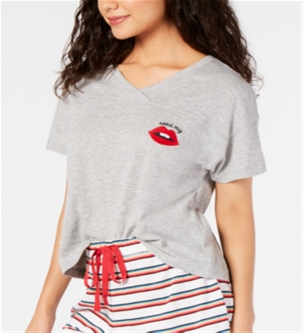 Camiseta estampada feminina Jenni para dormir, cinza, tamanho médio