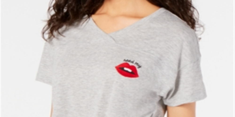 Camiseta estampada feminina Jenni para dormir, cinza, tamanho médio