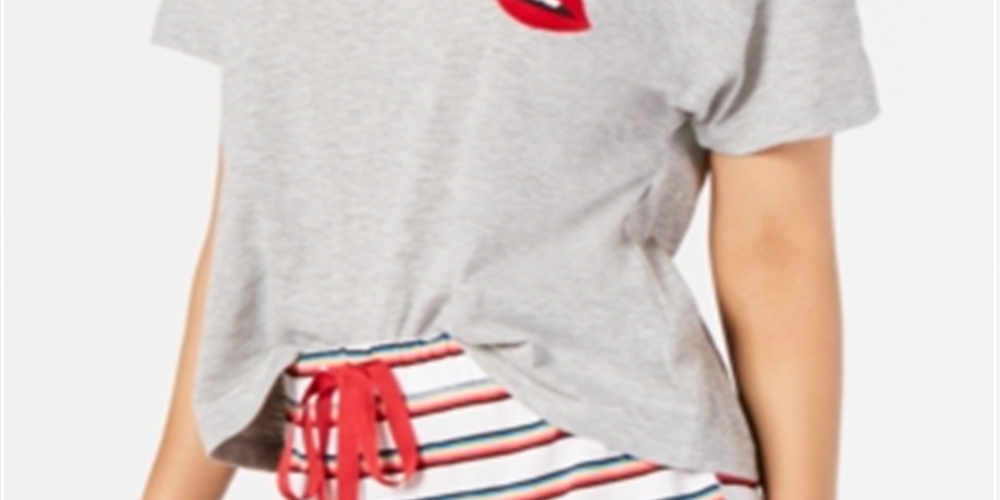 Camiseta estampada feminina Jenni para dormir, cinza, tamanho médio