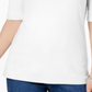 Camiseta Karen Scott Feminina Petites com Manga Curta e Gola Canoa, Branca, Tamanho Petite S