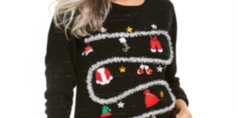 Suéter de Natal feminino Karen Scott, preto, tamanho pequeno M