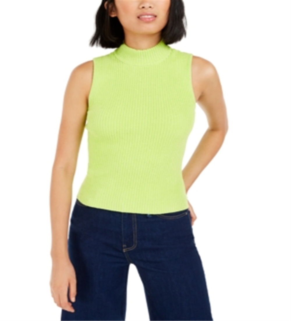 Blusa regata feminina Bar III com gola alta verde neon tamanho GG