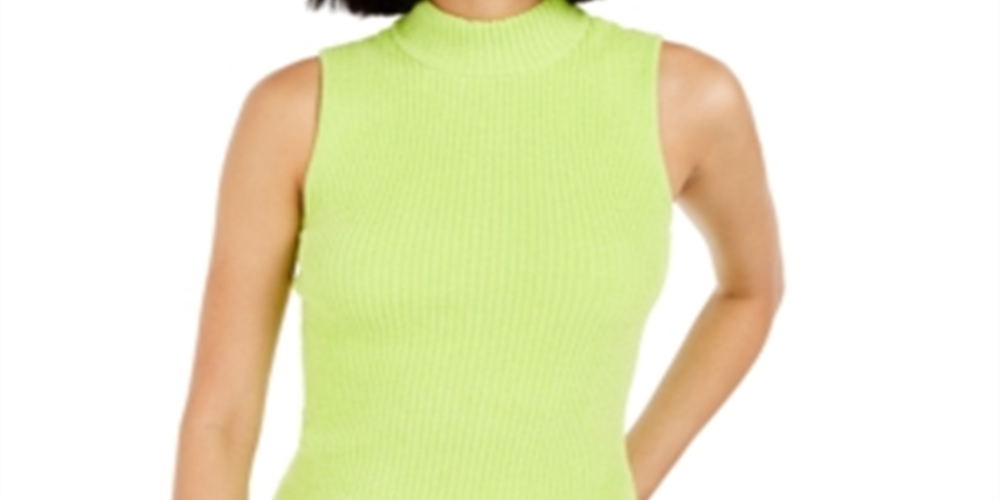 Blusa regata feminina Bar III com gola alta verde neon tamanho GG