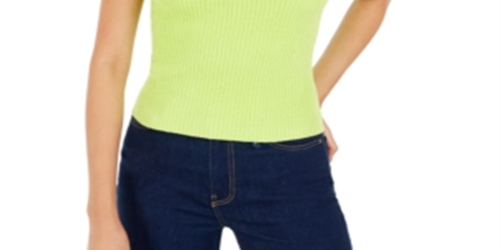 Blusa regata feminina Bar III com gola alta verde neon tamanho GG