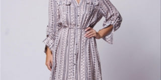 Vestido feminino Wanderlux com mangas ajustáveis, decote em V, botões, camisa folgada, rosa, tamanho G