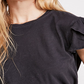 Camiseta feminina Latte de manga curta Free People, preta, tamanho X-S