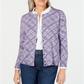 Karen Scott Cardigan Xadrez Pamela Feminino Petite - Roxo Tamanho Petite S