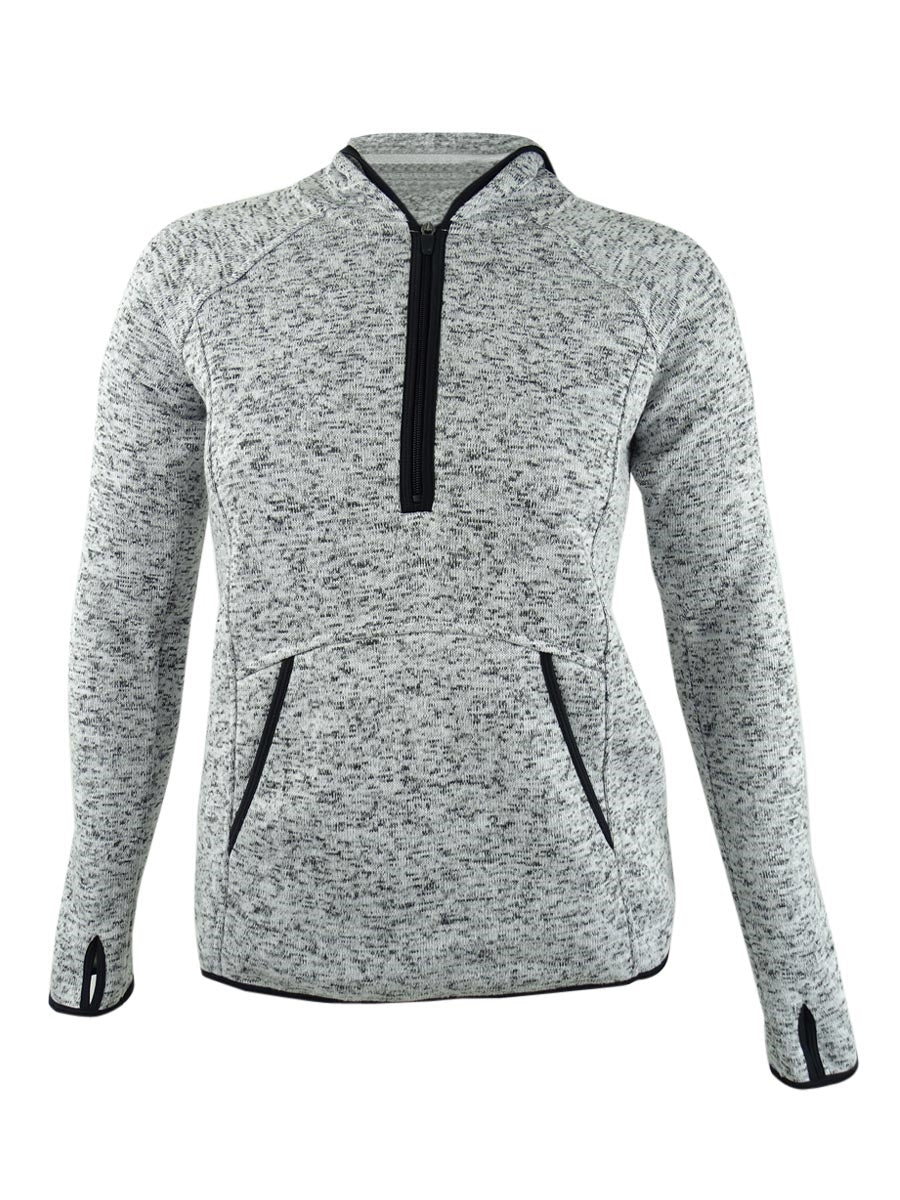 Suéter com capuz feminino Ideology com zíper de um quarto, branco, tamanho médio