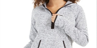 Ideology Women's Quarter-Zip Hoodie Sweater  White Size Medium