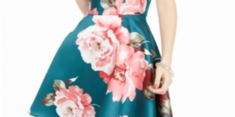 Vestido curto feminino City Studios com alças finas e decote em V, verde, tamanho 0