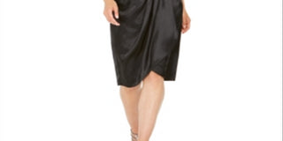 Vestido de festa feminino 28th &amp; Park, manga curta, decote em V, comprimento até o joelho, preto, tamanho 10