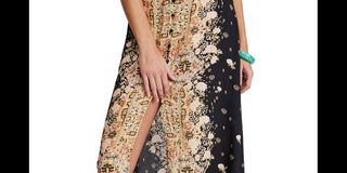 Vestido longo estampado sem mangas feminino Free People, preto, tamanho XS