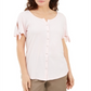 Blusa feminina Karen Scott com botões frontais, rosa, tamanho GG P